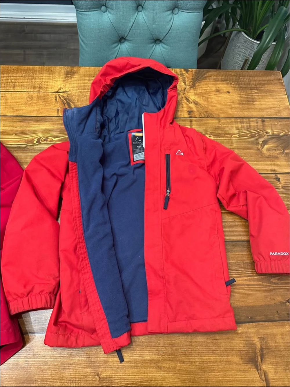 Paradox Kids' Red Hooded Jacket with Navy Lining